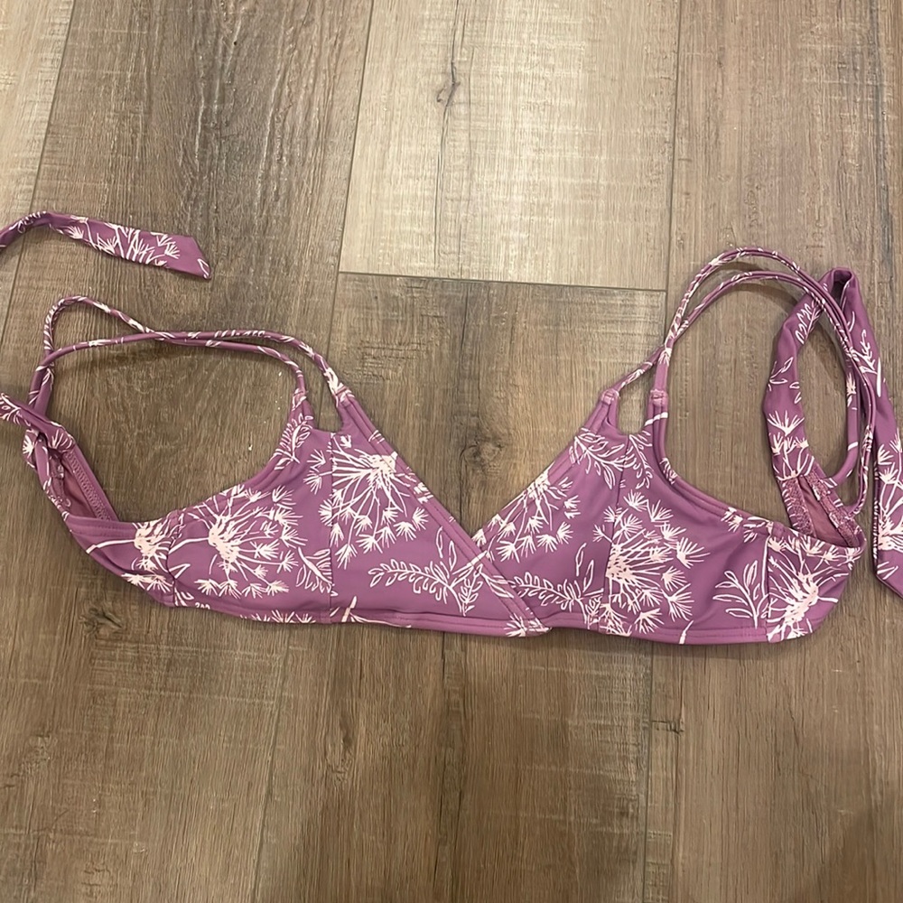 purple patterned bikini top